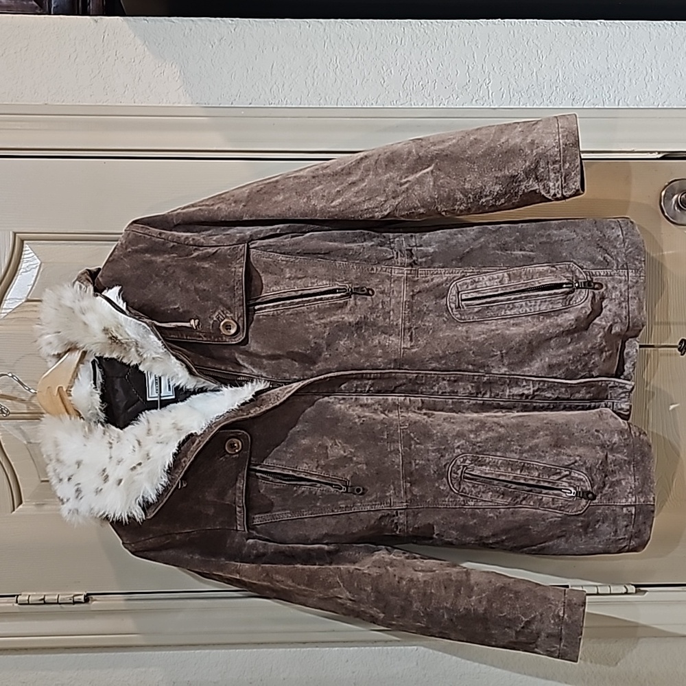 Fitz-Wright leather fur Jacket Size M